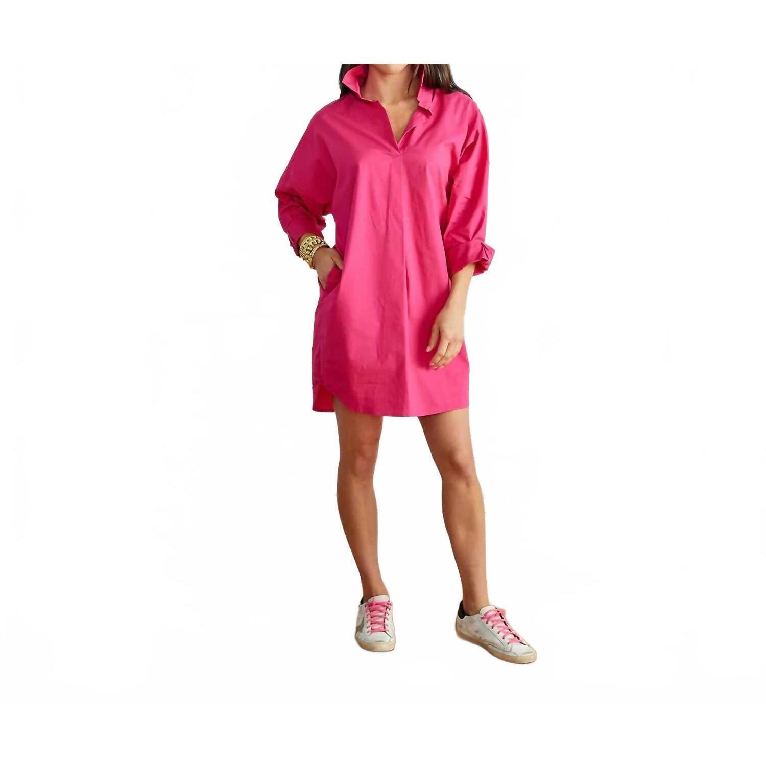 New Caryn Lawn Preppy Dress In Fuchsia